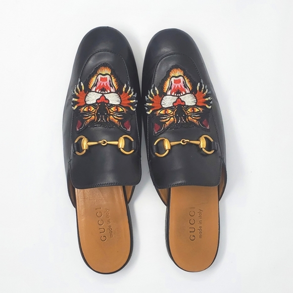 $995 Gucci Unisex Tiger Horsebit Princetown Mule Slipper Loafer Flat - Picture 3 of 12